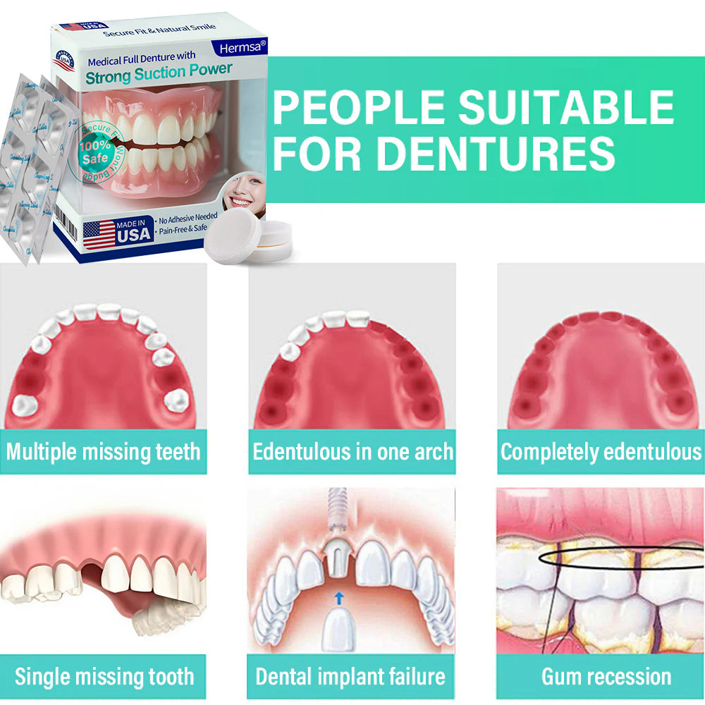 HZA® Medical Full Denture with Strong Suction ✅ Made and Shipped from the USA🍀